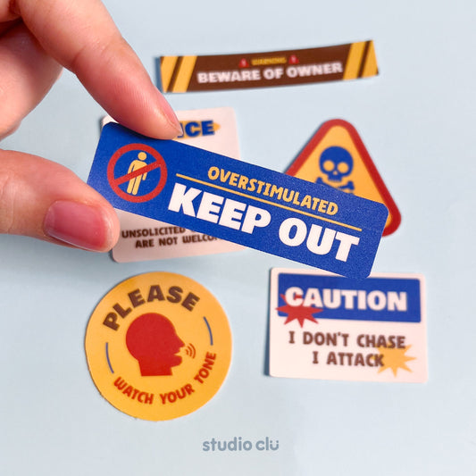 Warning! Matte Vinyl Waterproof Deco Sticker Set