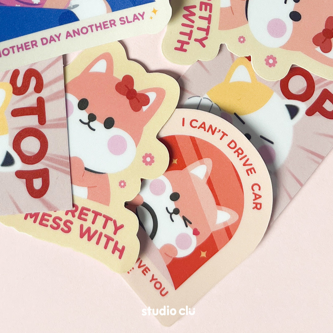 Peach Dog & Mango Cat Cute Relatable Waterproof Stickers