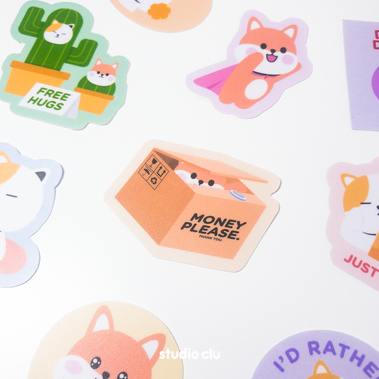 Peach Dog & Mango Cat Cute Relatable Waterproof Stickers A