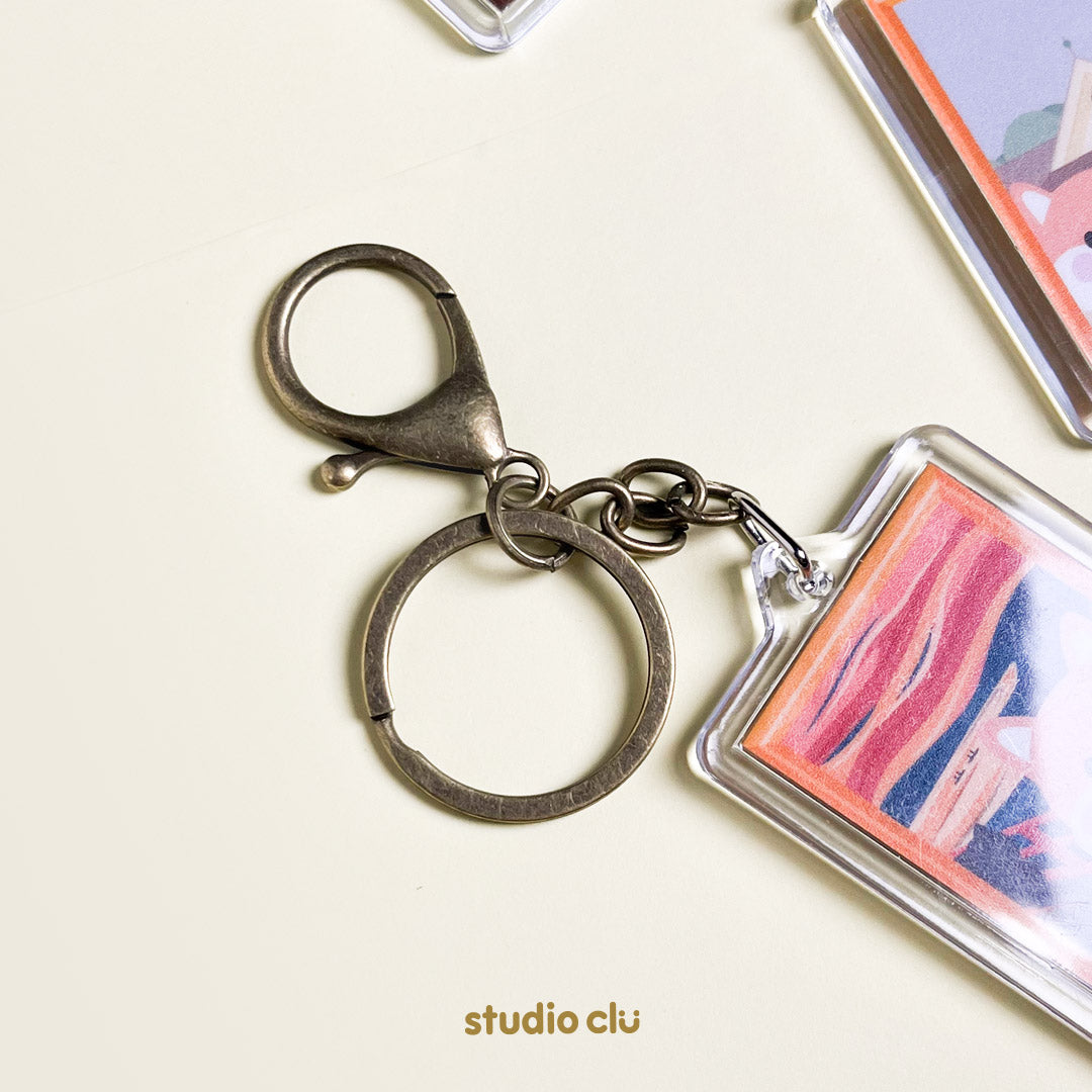 Peach Dog & Mango Cat Pet Art Classic Painting Acrylic Keyring Funny Witty Cartoon l Studio Clu
