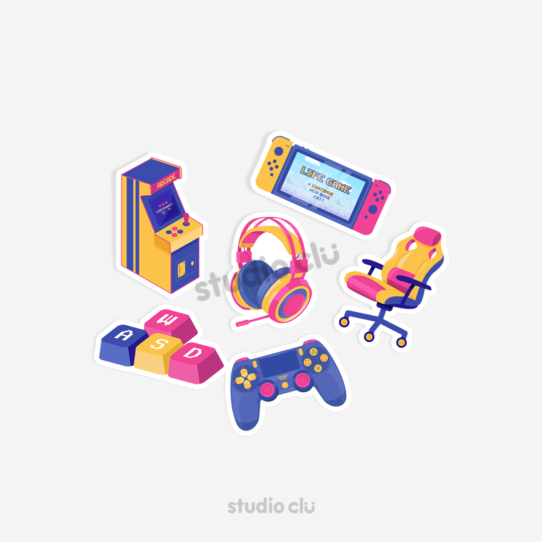 Gamer Computer Art Waterproof Sticker Set