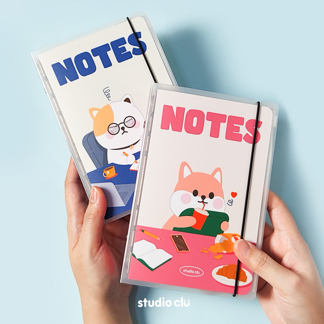 Peach Dog & Mango Cat Reusable Binder Notebook