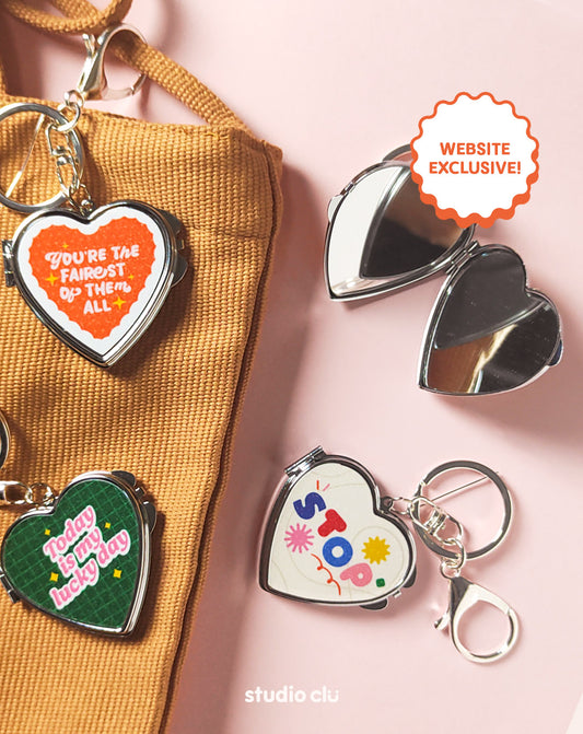 Cute Heart Pocket Mirror Keyrings l Website Exclusive