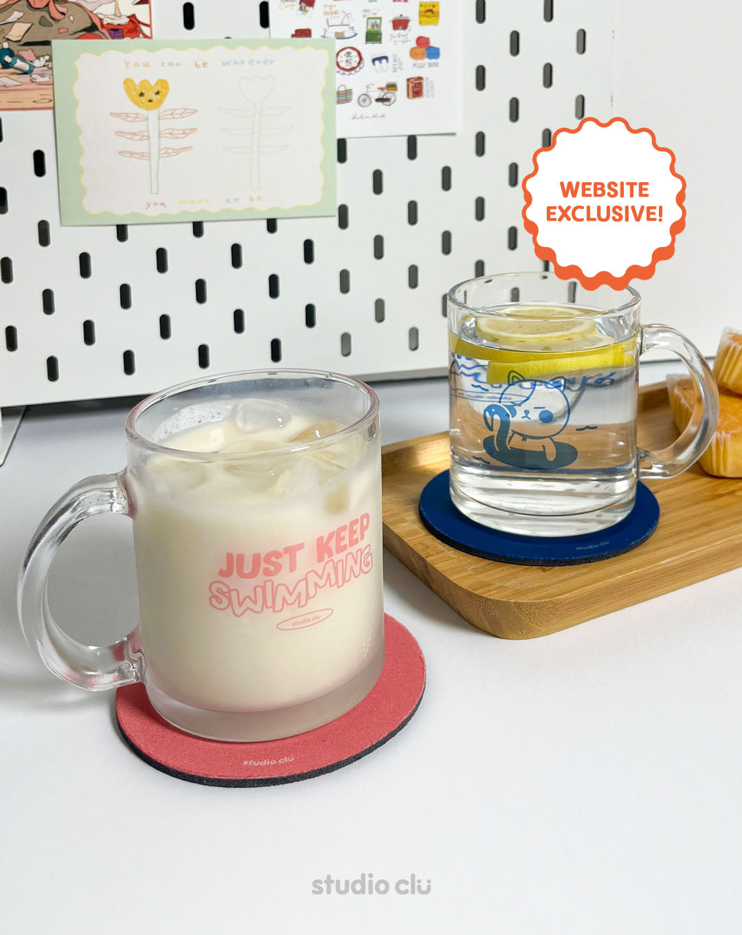 Peach & Mango 'Just Keep Swimming' Mug and Coaster Set