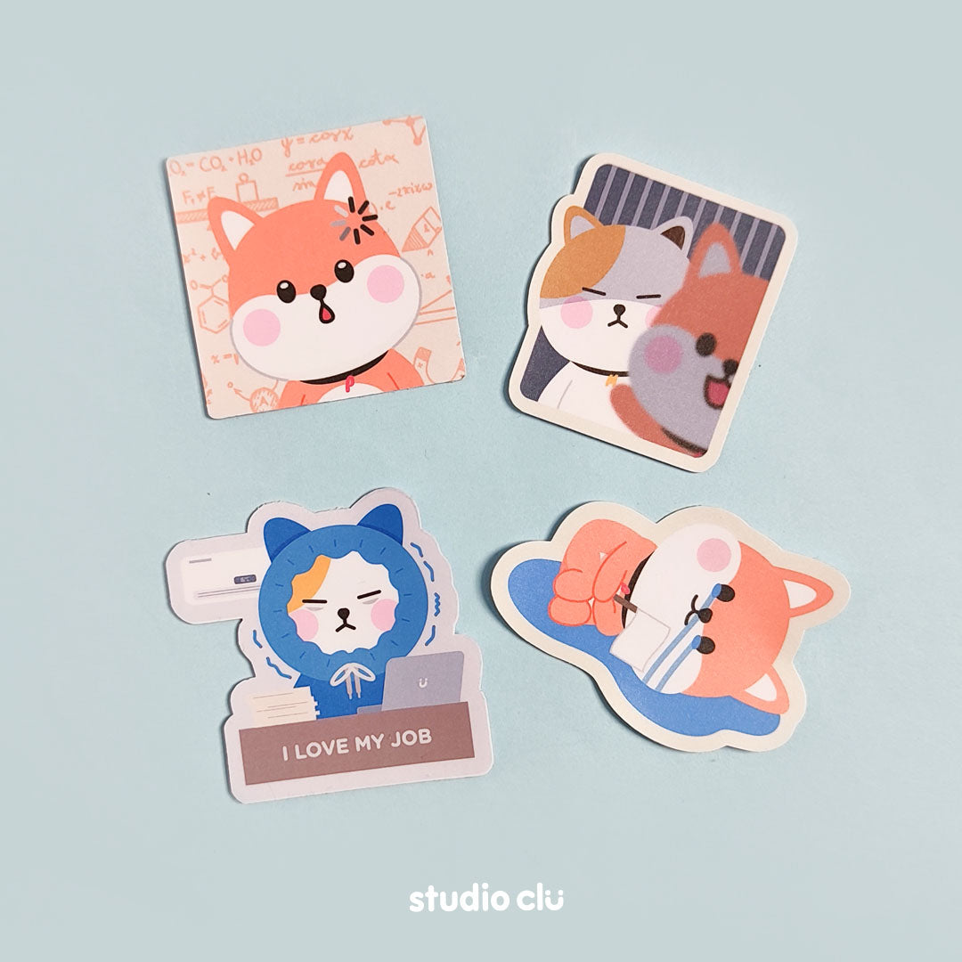 Peach Dog & Mango Cat Cute Funny Meme Relatable Waterproof Solo Stickers