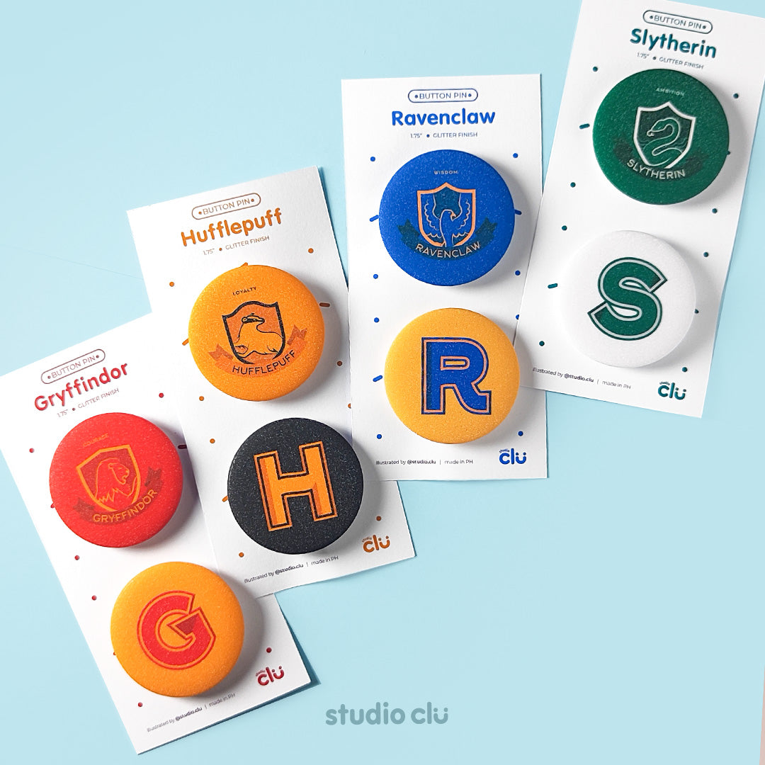 Harry Potter Hogwarts Houses 1.75" Art Button Pin Badge