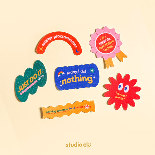 Master Procrastinator Glitter Vinyl Waterproof Deco Sticker Set