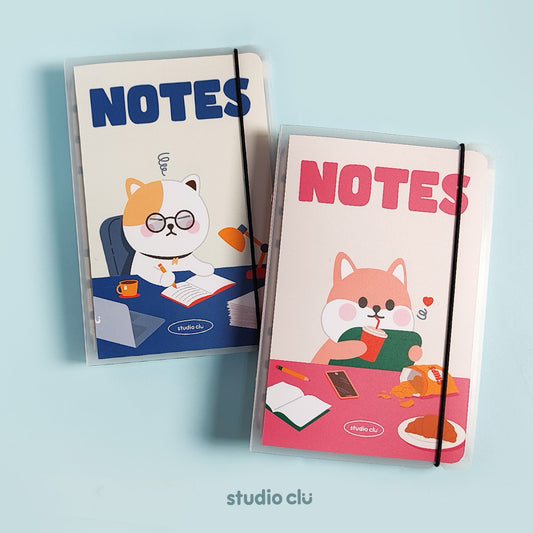 Peach Dog & Mango Cat Reusable Binder Notebook