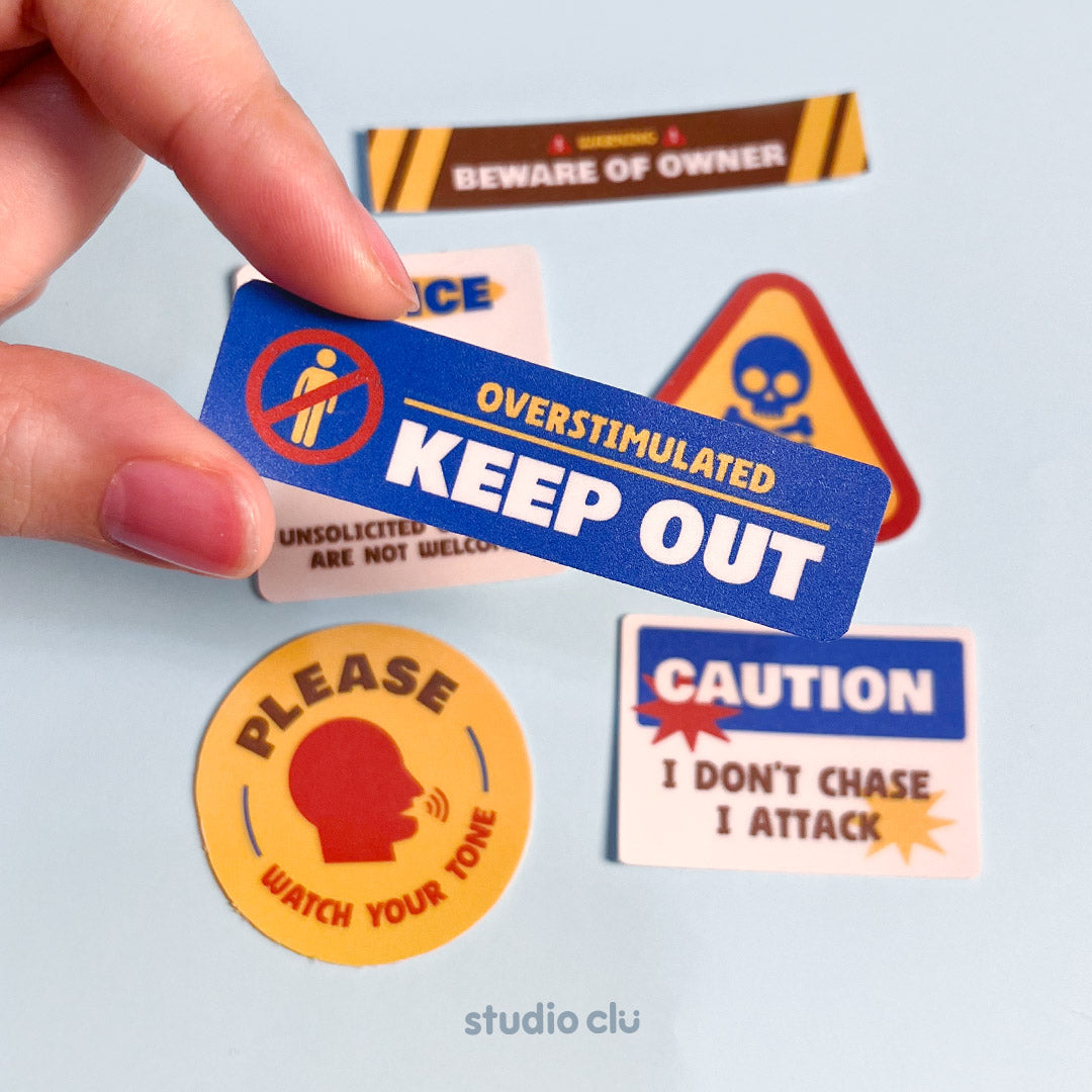 Warning! Matte Vinyl Waterproof Deco Sticker Set