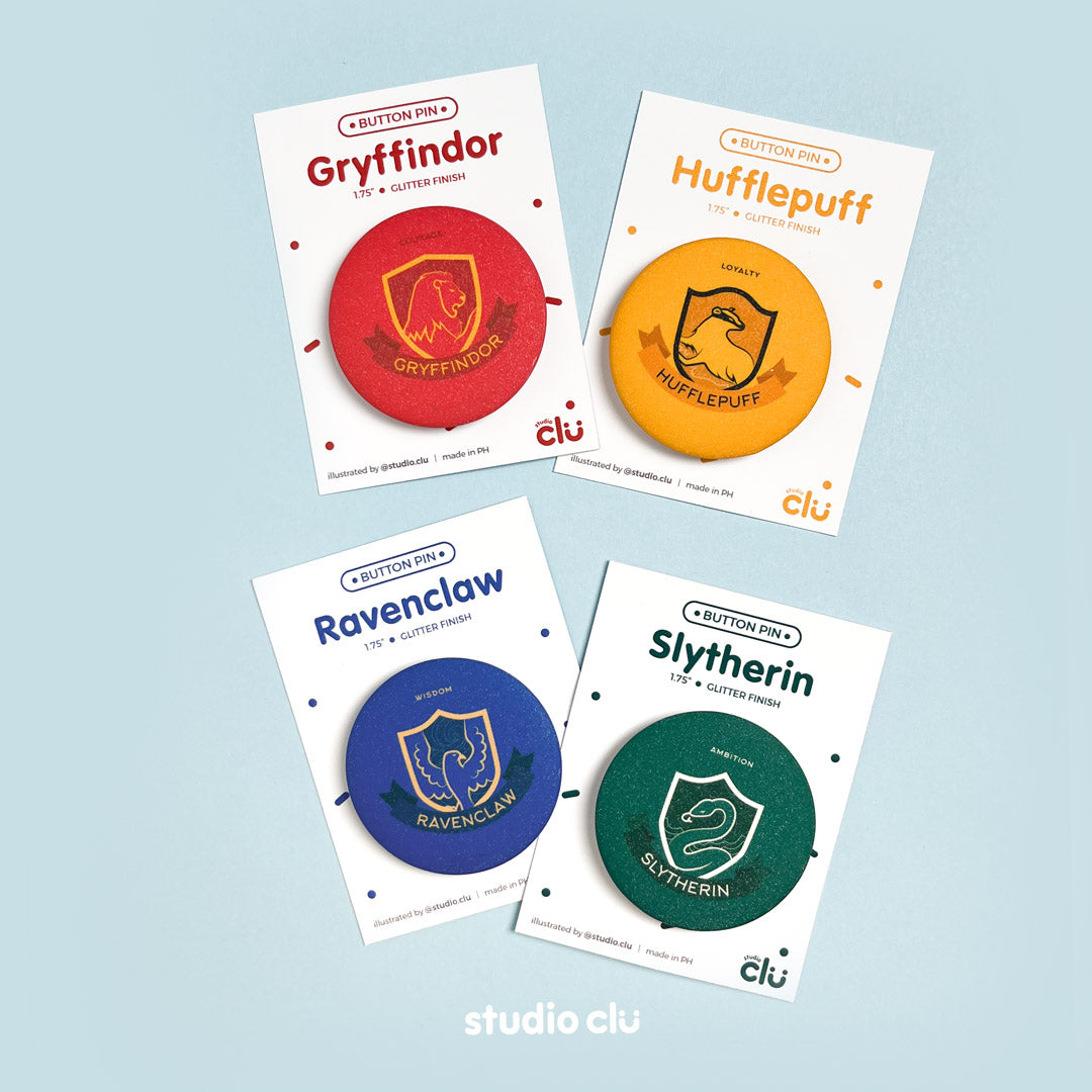 Harry Potter Hogwarts Houses 1.75" Art Button Pin Badge