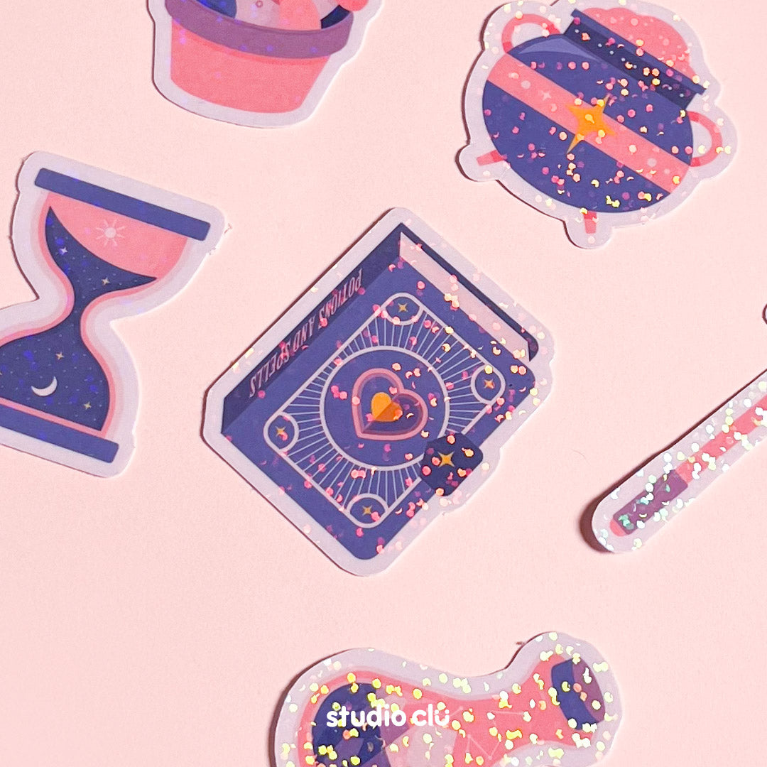 School of Magic Whimsical Holo Vinyl Waterproof Deco Sticker Sheet