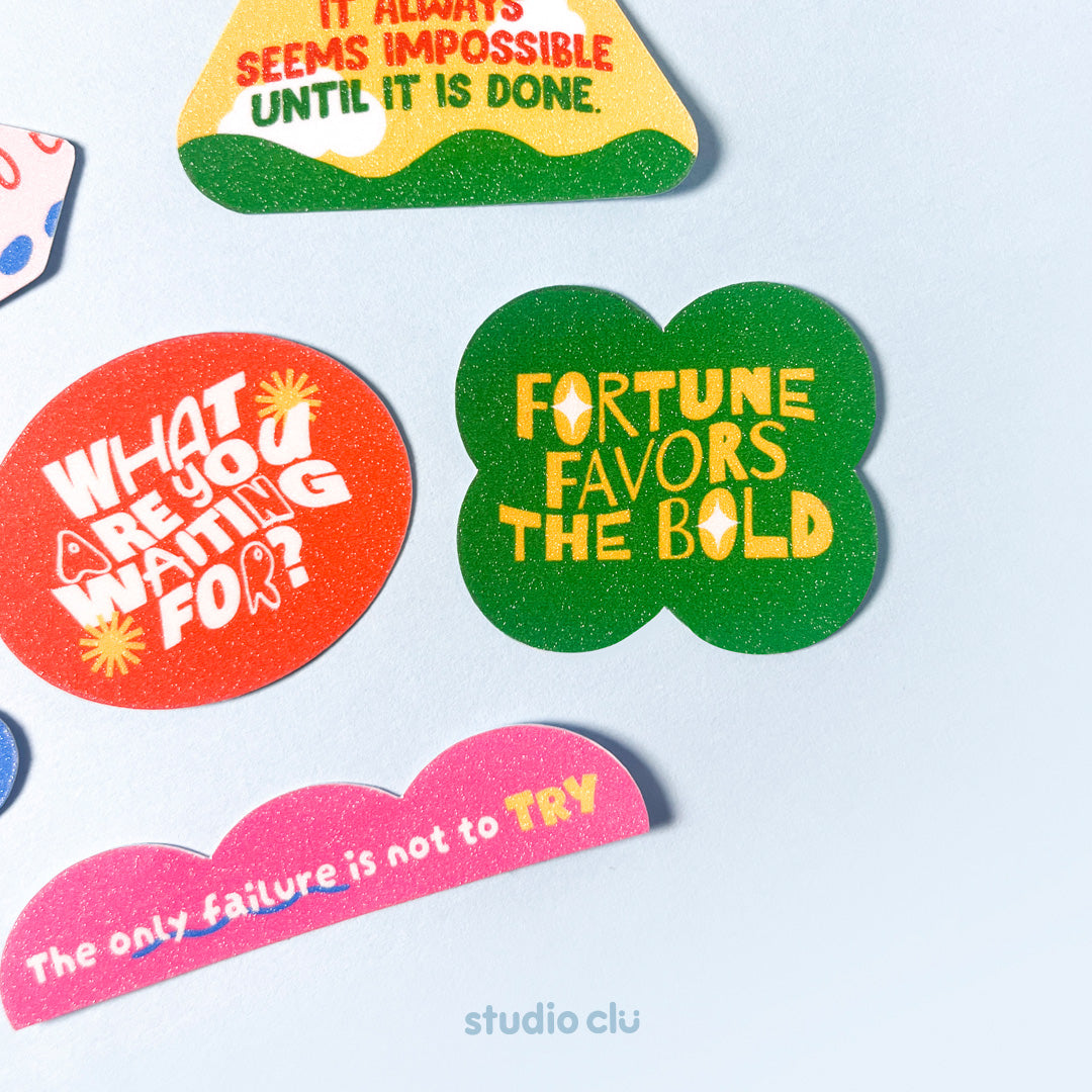 WAYWF? Motivational Inspirational Quote  Glitter Waterproof Laptop Deco Sticker Set