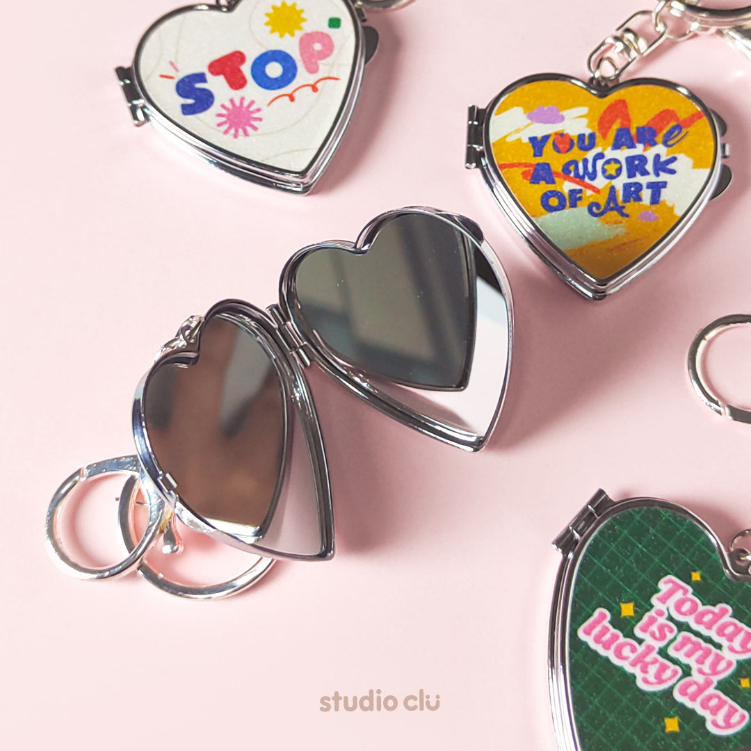 Cute Heart Pocket Mirror Keyrings l Website Exclusive