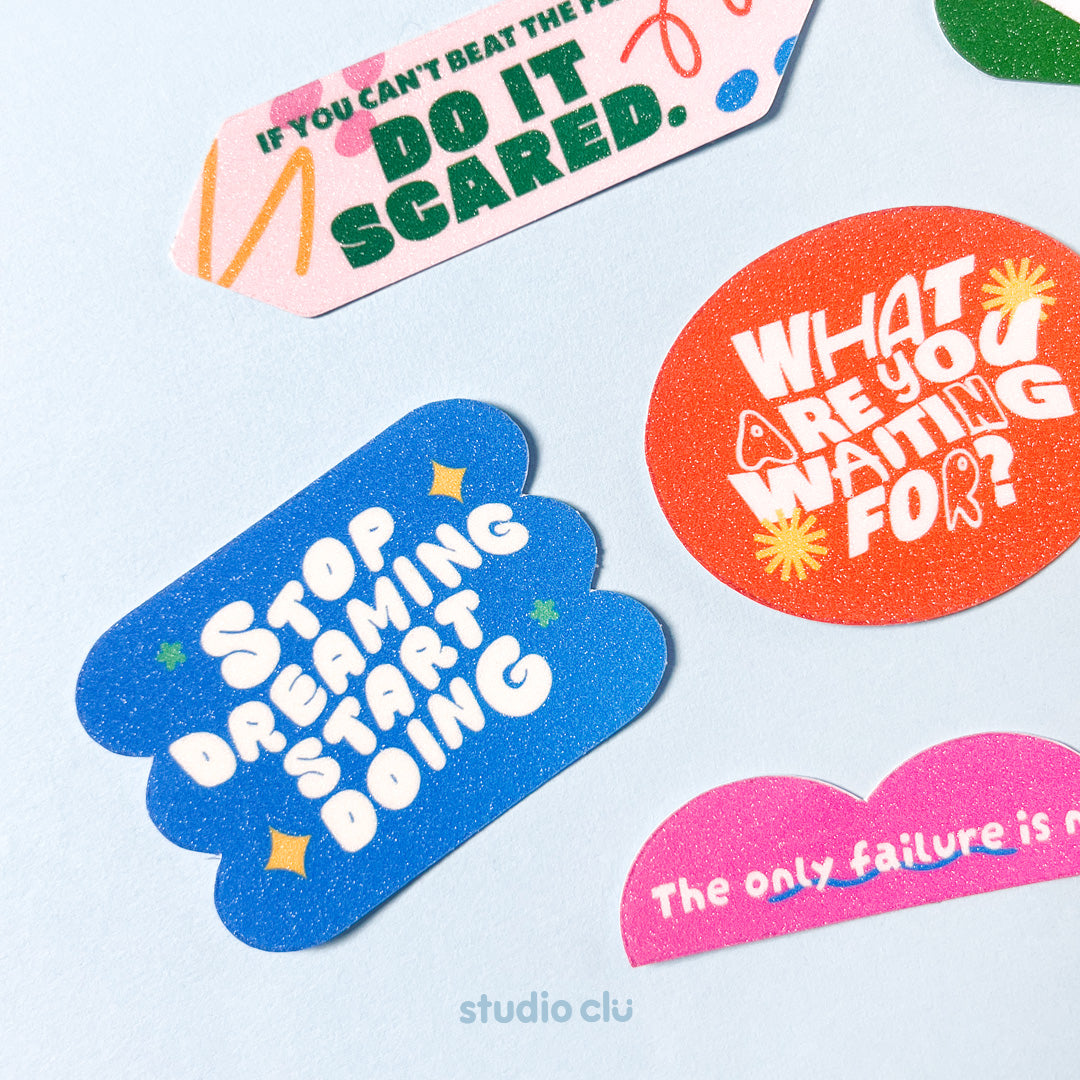 WAYWF? Motivational Inspirational Quote  Glitter Waterproof Laptop Deco Sticker Set