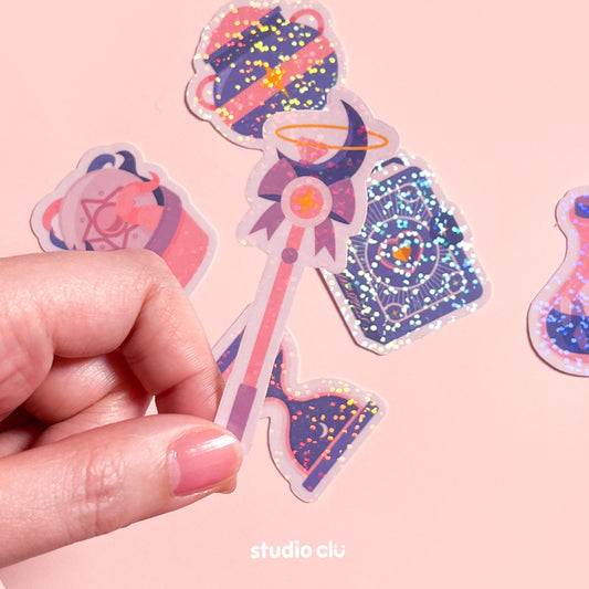 School of Magic Whimsical Holo Vinyl Waterproof Deco Sticker Sheet