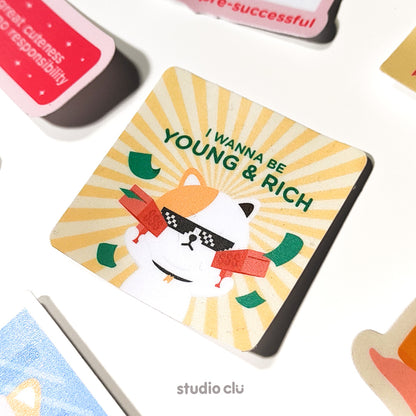 Peach Dog & Mango Cat Cute Relatable Waterproof Stickers