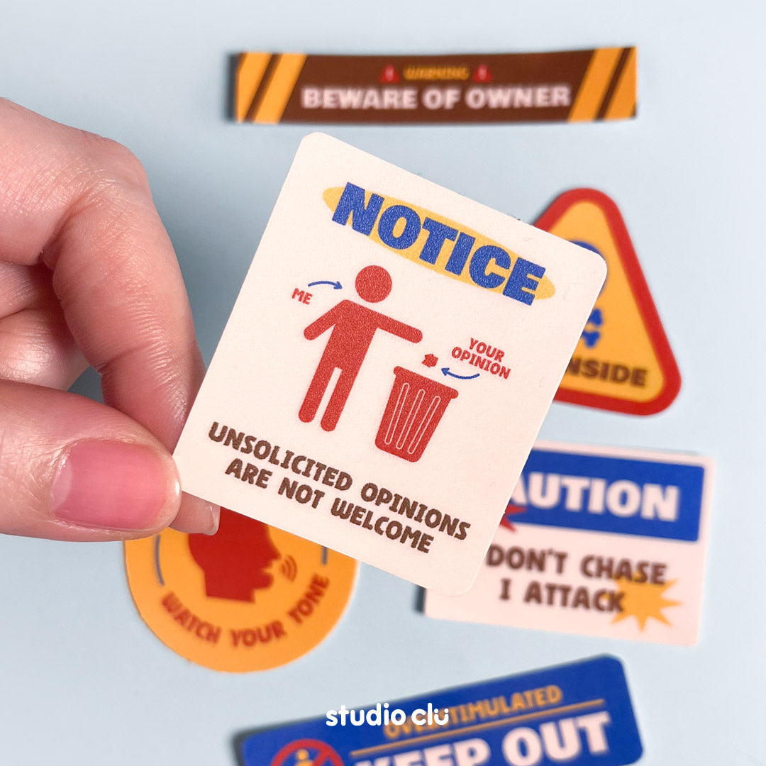 Warning! Matte Vinyl Waterproof Deco Sticker Set