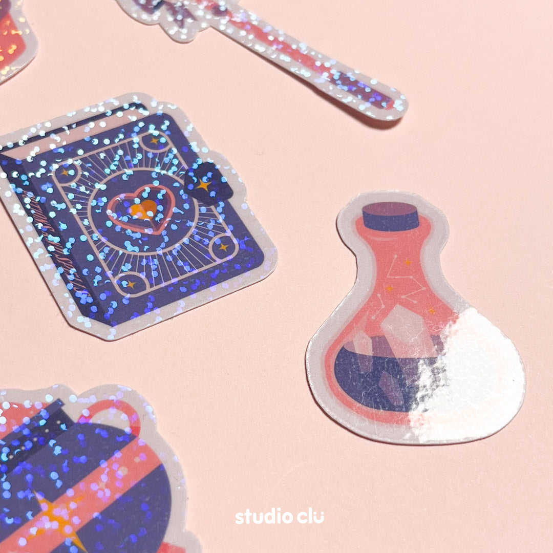 School of Magic Whimsical Holo Vinyl Waterproof Deco Sticker Sheet