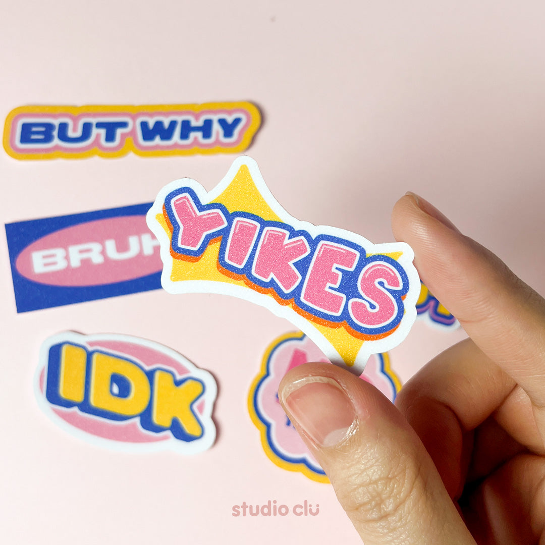 No Thanks Sticker Set Sassy Sarcastic Relatable Mood Meme Glitter Waterproof Laptop