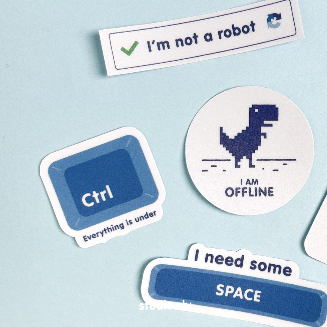 I am Offline Art Waterproof Sticker Set