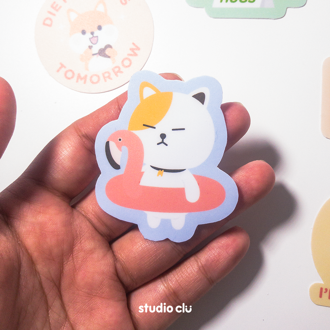 Peach Dog & Mango Cat Cute Relatable Waterproof Stickers A