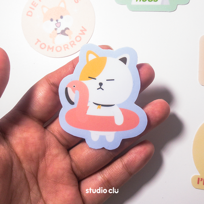 Peach Dog & Mango Cat Cute Relatable Waterproof Stickers A