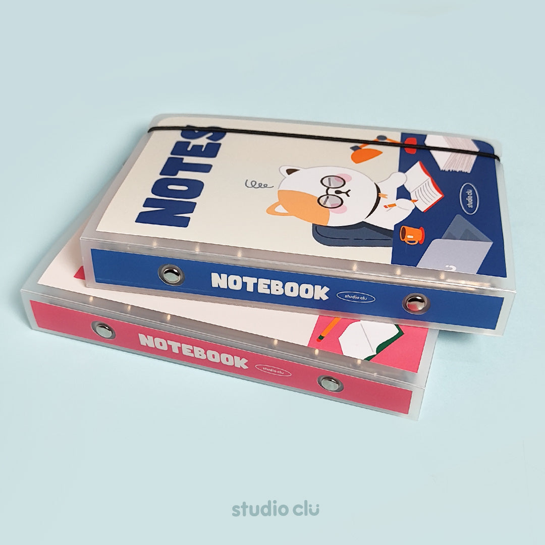 Peach Dog & Mango Cat Reusable Binder Notebook