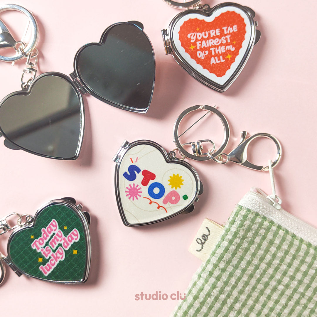 Cute Heart Pocket Mirror Keyrings l Website Exclusive