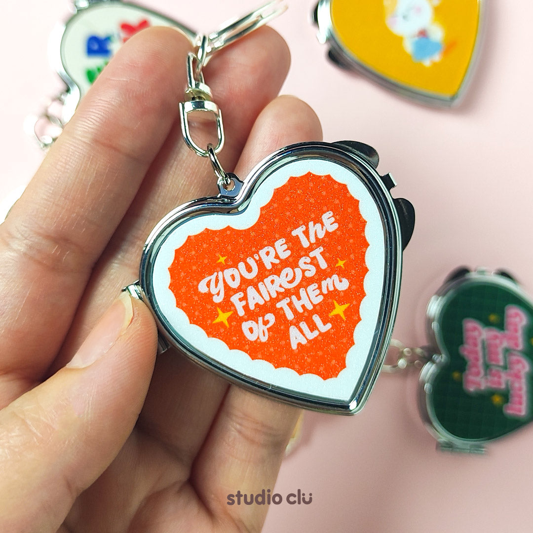 Cute Heart Pocket Mirror Keyrings l Website Exclusive