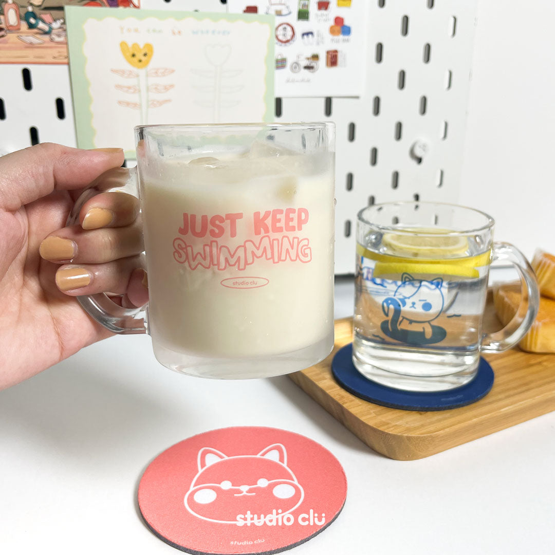 Peach & Mango 'Just Keep Swimming' Mug and Coaster Set