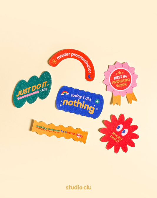 Master Procrastinator Glitter Vinyl Waterproof Deco Sticker Set