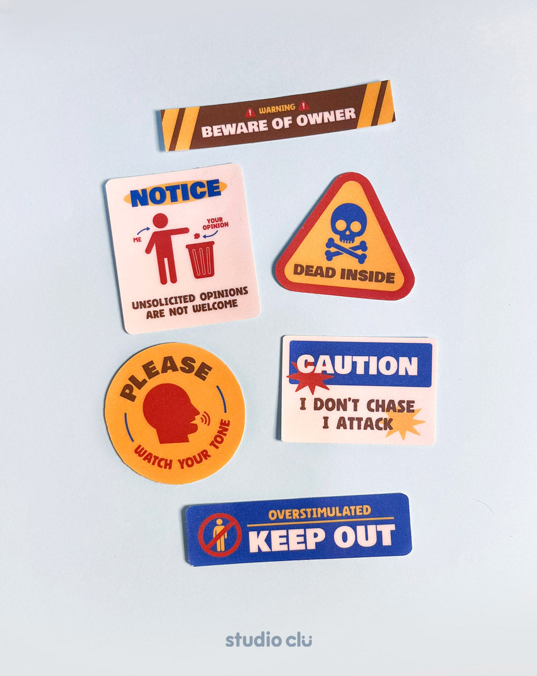 Warning! Matte Vinyl Waterproof Deco Sticker Set