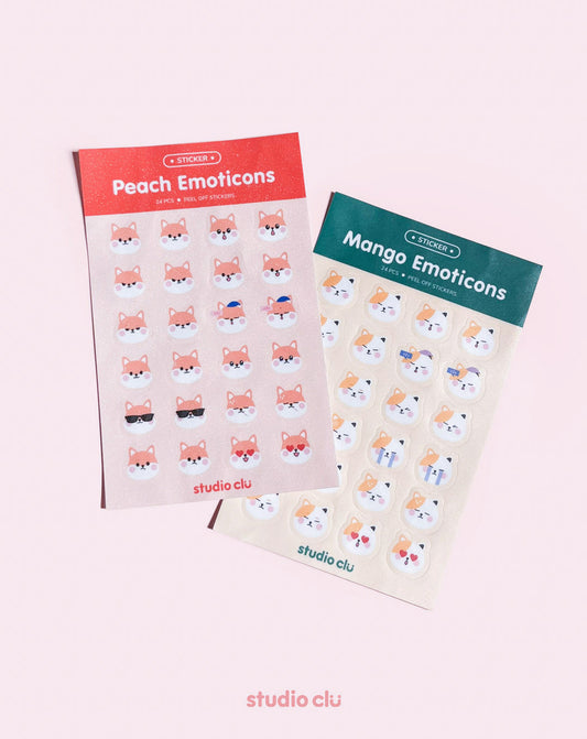 Peach & Mango Cute Dog Cat Emotions Journal Sticker Sheet