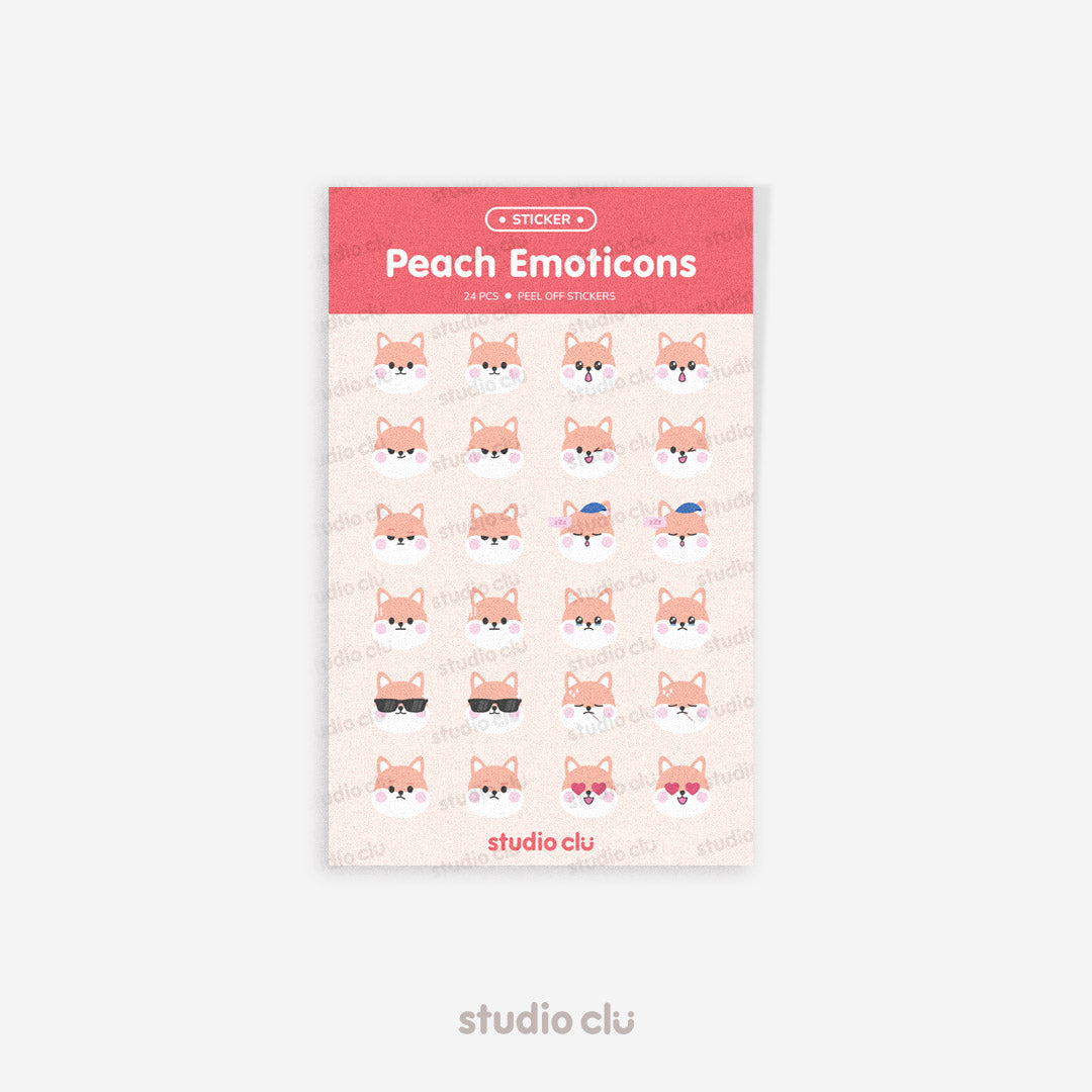 Peach & Mango Cute Dog Cat Emotions Journal Sticker Sheet